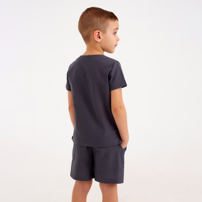 Комплект для мальчика (рубашка, шорты) MINAKU: Cotton Collection, серый, рост 128 см