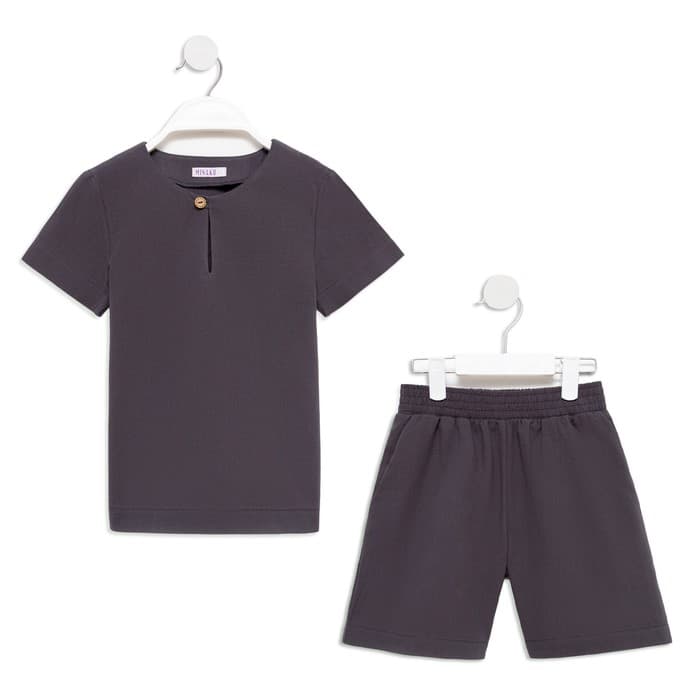 Комплект для мальчика (рубашка, шорты) MINAKU: Cotton Collection, серый, рост 128 см