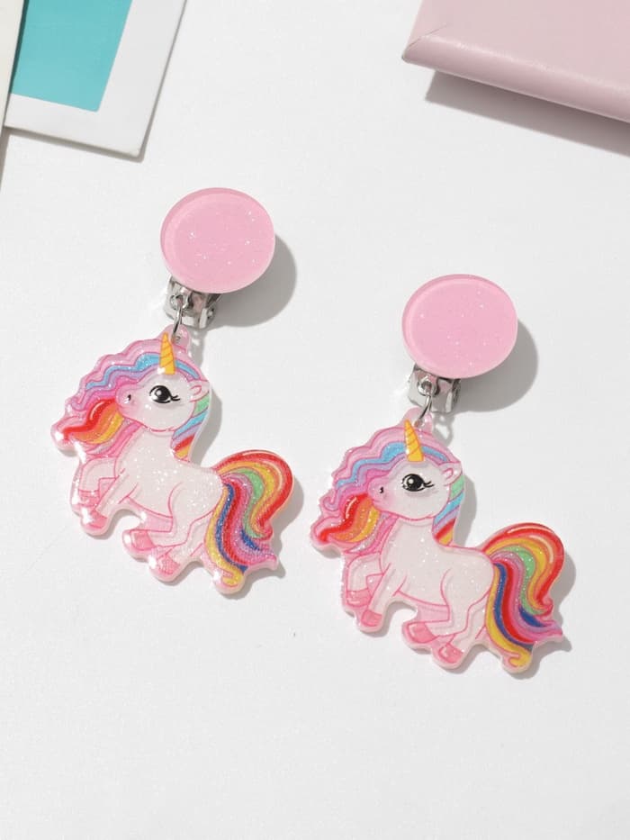 Серьги клипсы детские «Выбражулька. Сказка яркого единорога», разноцветные