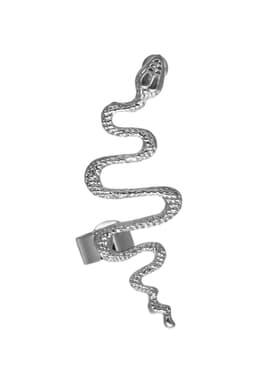 Серьга кафф «Змея анаконда», цвет серебро