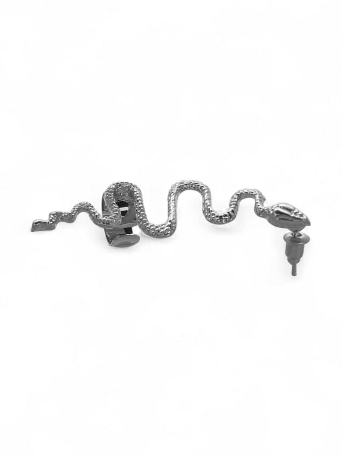 Серьга кафф «Змея анаконда», цвет серебро