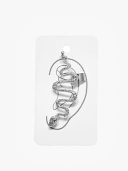 Серьга кафф «Змея анаконда», цвет серебро