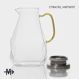 Кувшин Magistro «Богема. Льдинка», 1.95 л, 9×17×20 см, с крышкой, стекло, прозрачный
