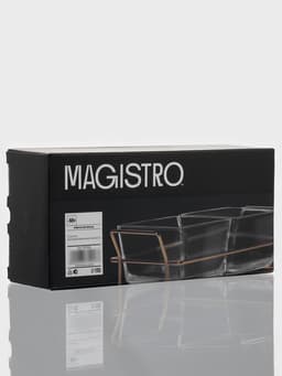 Менажница Magistro «Званый прием», 2 секции, 250 мл, 21.5×9.5×6 см, стекло, прозрачная, форма ручек МИКС, золотистая