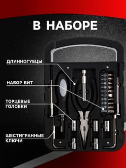 Набор инструментов ТУНДРА, подарочный пластиковый кейс, 22 предмета