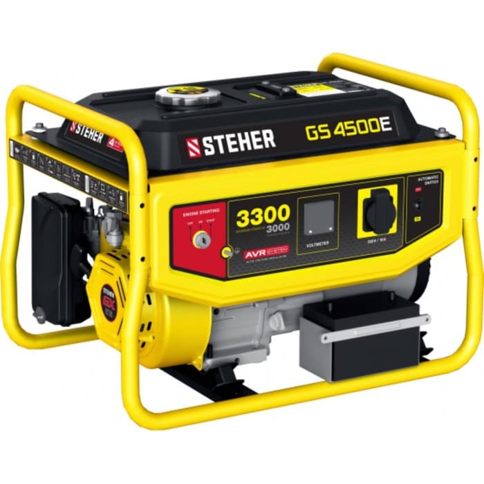 Генератор бензиновый STEHER GS-4500, 4Т, 220 В, 3300 Вт, 7 л.с., электро/руч. стартер, 15 л