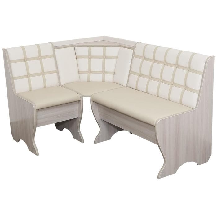 Кухонный уголок «КУ-19 Л», категория 1, без стола, 1030×540×830 мм, цвет ясень шимо светлый/белый/бежевый