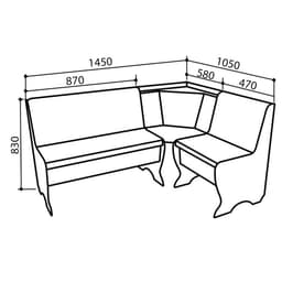 Кухонный уголок «КУ-19 Л», категория 1, без стола, 1030×540×830 мм, цвет ясень шимо светлый/белый/бежевый