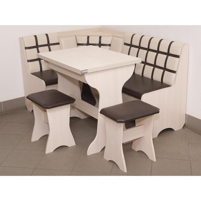 Кухонный уголок «КУ-19 Л 3», со столом, с табуретами, цвет млечный/бежевый/коричневый