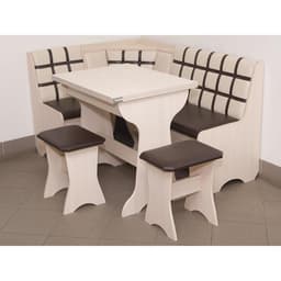 Кухонный уголок «КУ-19 Л 3», со столом, с табуретами, цвет млечный/бежевый/коричневый