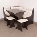 Кухонный уголок «КУ-19. Л 3», со столом, с табуретами, цвет венге/белый/бежевый