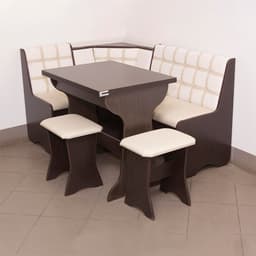 Кухонный уголок «КУ-19. Л 3», со столом, с табуретами, цвет венге/белый/бежевый