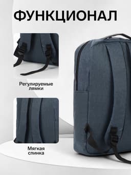 Рюкзак городской на молнии, с карманами, с USB, размер 29×11×39 см, синий