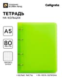 Тетрадь на кольцах Calligrata A5, 80 листов, в клетку, пластиковая обложка, блок офсет, салатовая