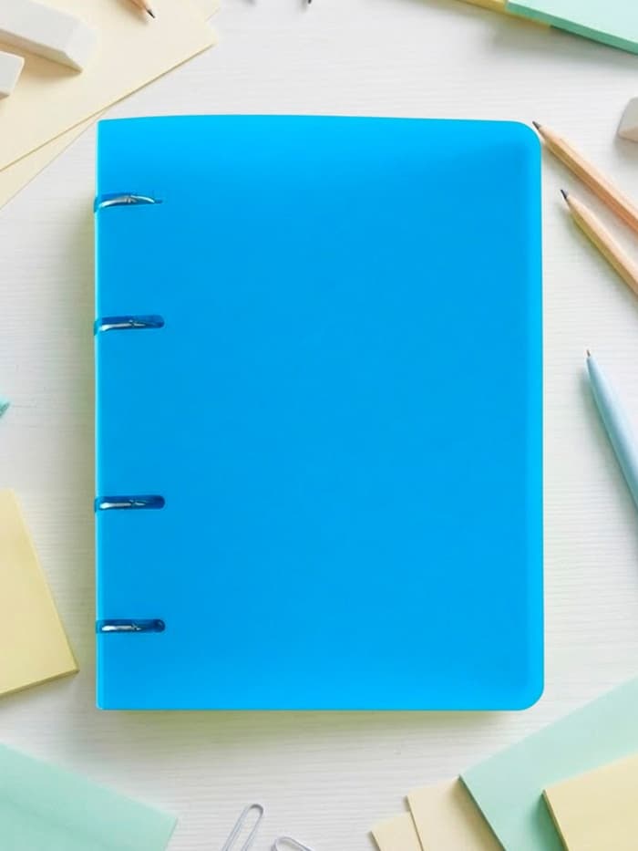 Тетрадь на кольцах Calligrata A5, 80 листов, в клетку, пластиковая обложка, блок офсет, голубая