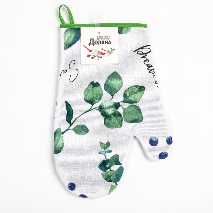 Варежка - прихватка «Доляна. Эвкалипт», 20×27 см, 100% хлопок, рогожка 164 г/м²