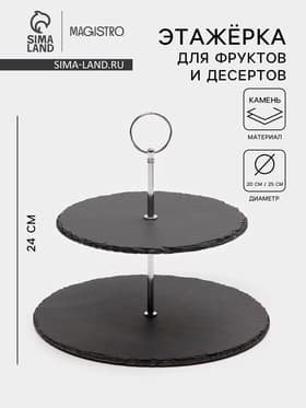 Этажерка для фруктов и десертов Magistro Valley, 2 яруса, d=25/20×24 см, сланец, чёрная
