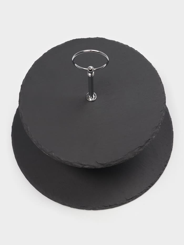 Этажерка для фруктов и десертов Magistro Valley, 2 яруса, d=25/20×24 см, сланец, чёрная