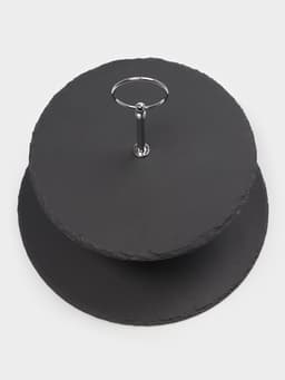 Этажерка для фруктов и десертов Magistro Valley, 2 яруса, d=25/20×24 см, сланец, чёрная