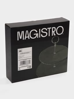 Этажерка для фруктов и десертов Magistro Valley, 2 яруса, d=25/20×24 см, сланец, чёрная
