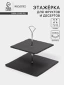 Этажерка для фруктов и десертов Magistro Valley, 2 яруса, d=25/20, h=25 см, сланец, чёрная