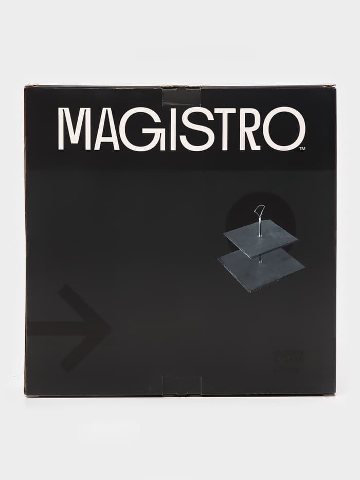 Этажерка для фруктов и десертов Magistro Valley, 2 яруса, d=25/20, h=25 см, сланец, чёрная