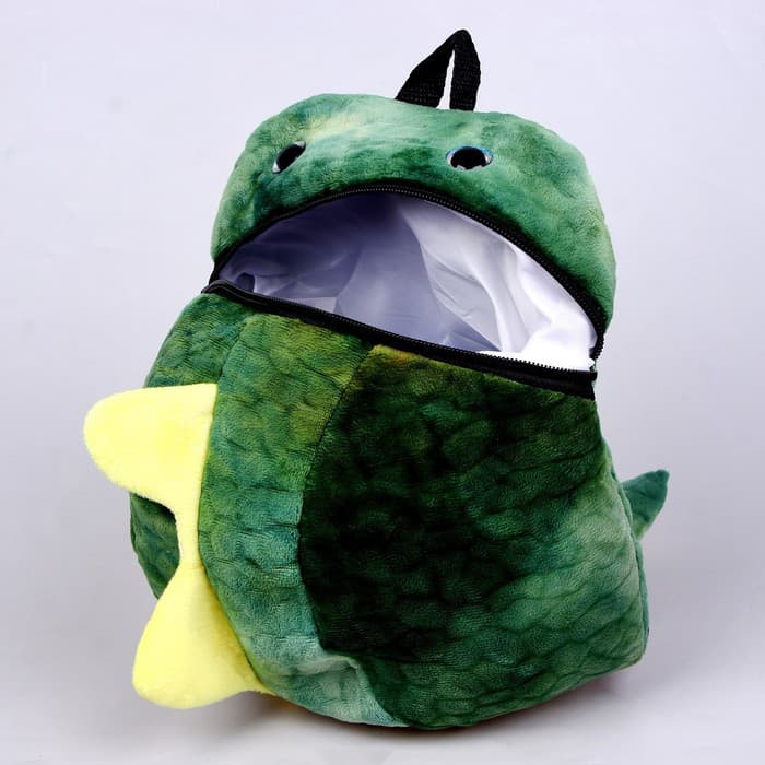 Рюкзак детский плюшевый «Динозавр», цвет зелёный, 26 х 10 х 24 см