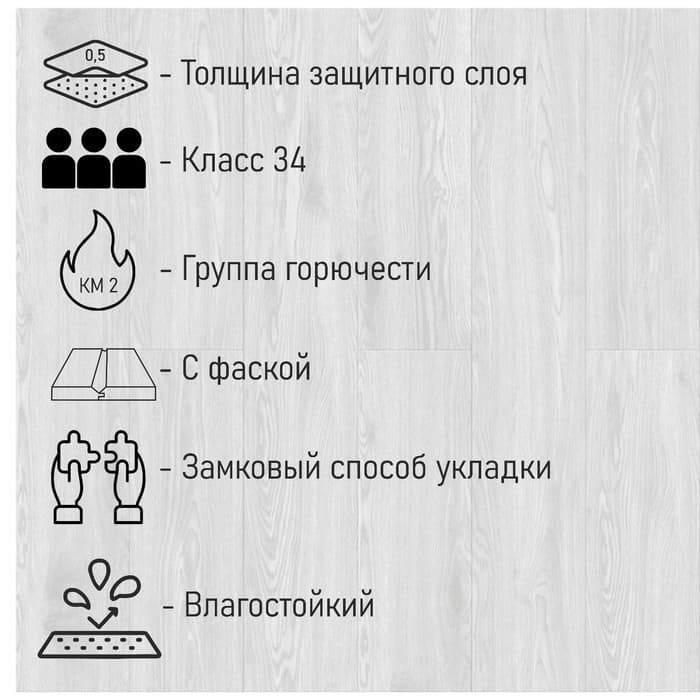 Водостойкий ламинат SPC CronaFloor WOOD ZH-81117-2, 34 кл, 1200×180×4 мм, дуб беленый, 2.16 м²