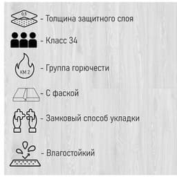 Водостойкий ламинат SPC CronaFloor WOOD ZH-81117-2, 34 кл, 1200×180×4 мм, дуб беленый, 2.16 м²
