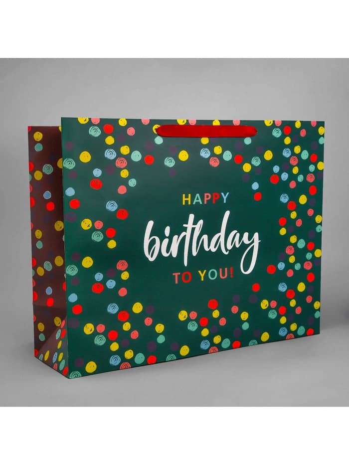 Пакет подарочный ламинированный, упаковка, «С днём рождения», XL 49×40×19 см