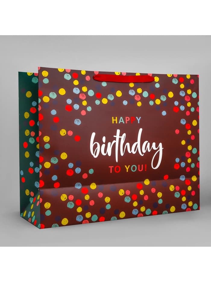 Пакет подарочный ламинированный, упаковка, «С днём рождения», XL 49×40×19 см