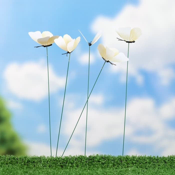 Штекер садовый «Бабочка элен», 7 см, h=30 см, белый