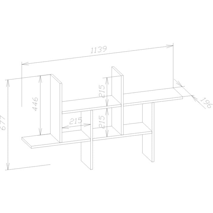 Полка настенная открытая, 1139×196×677 мм, цвет дуб сонома