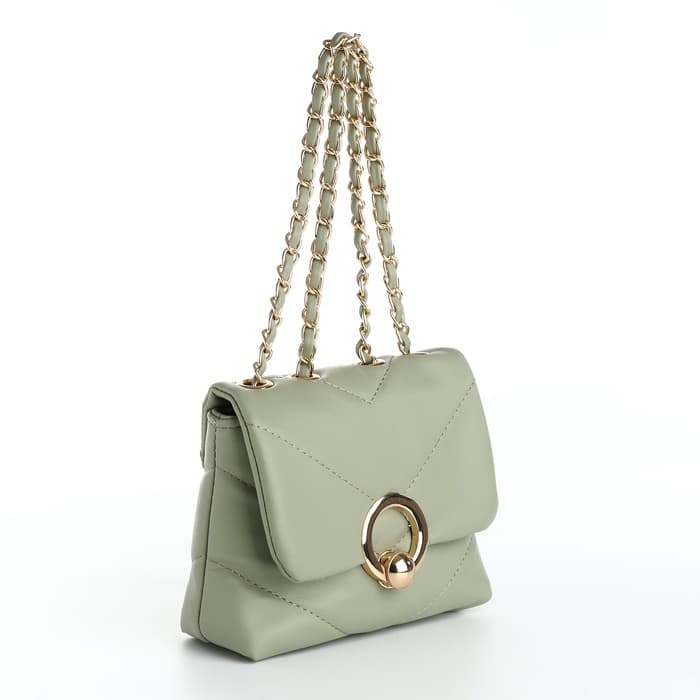 Сумка женская мессенджер на клапане, 17.5×6×14.5 см, оливковая