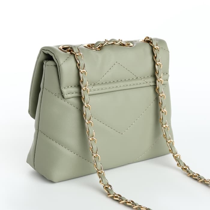 Сумка женская мессенджер на клапане, 17.5×6×14.5 см, оливковая