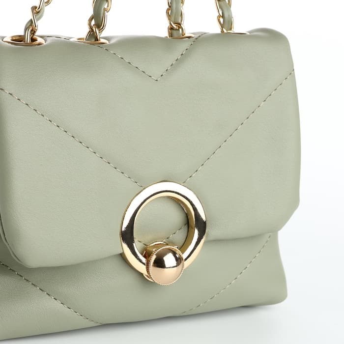 Сумка женская мессенджер на клапане, 17.5×6×14.5 см, оливковая