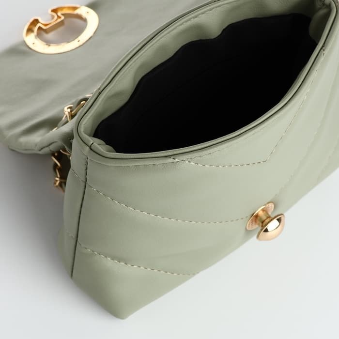 Сумка женская мессенджер на клапане, 17.5×6×14.5 см, оливковая