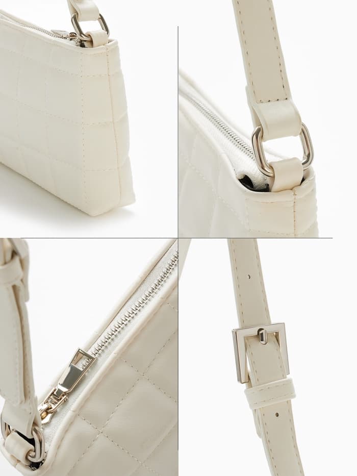 Сумка женская багет на молнии, 27×5×13 см, белая