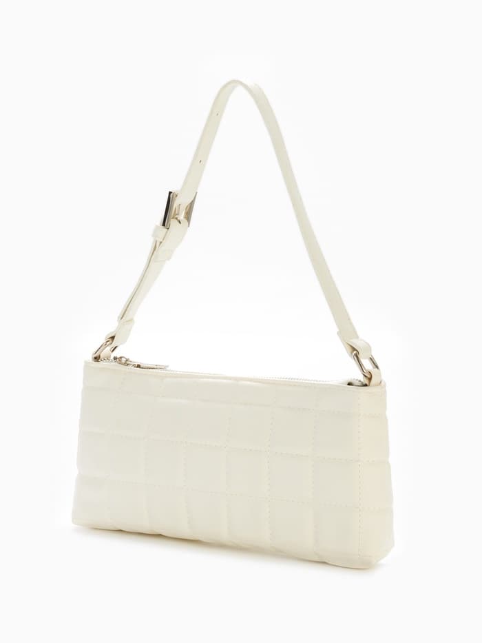 Сумка женская багет на молнии, 27×5×13 см, белая