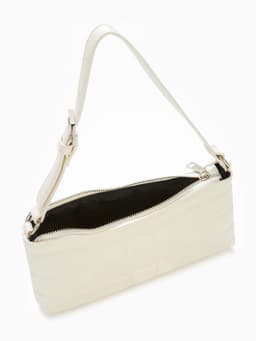 Сумка женская багет на молнии, 27×5×13 см, белая