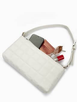 Сумка женская багет на молнии, 27×5×13 см, белая