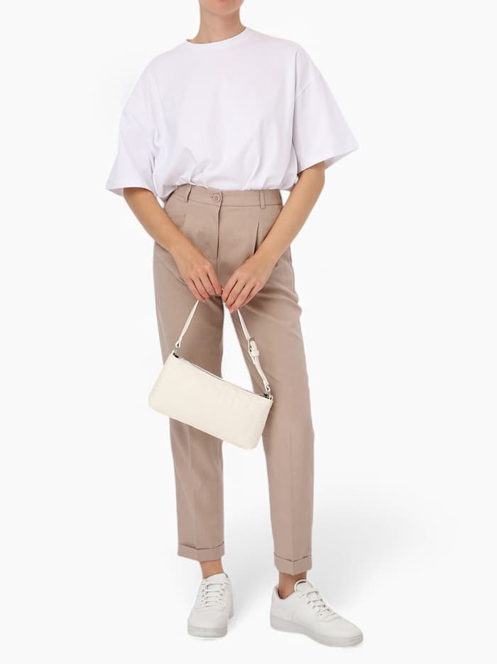 Сумка женская багет на молнии, 27×5×13 см, белая