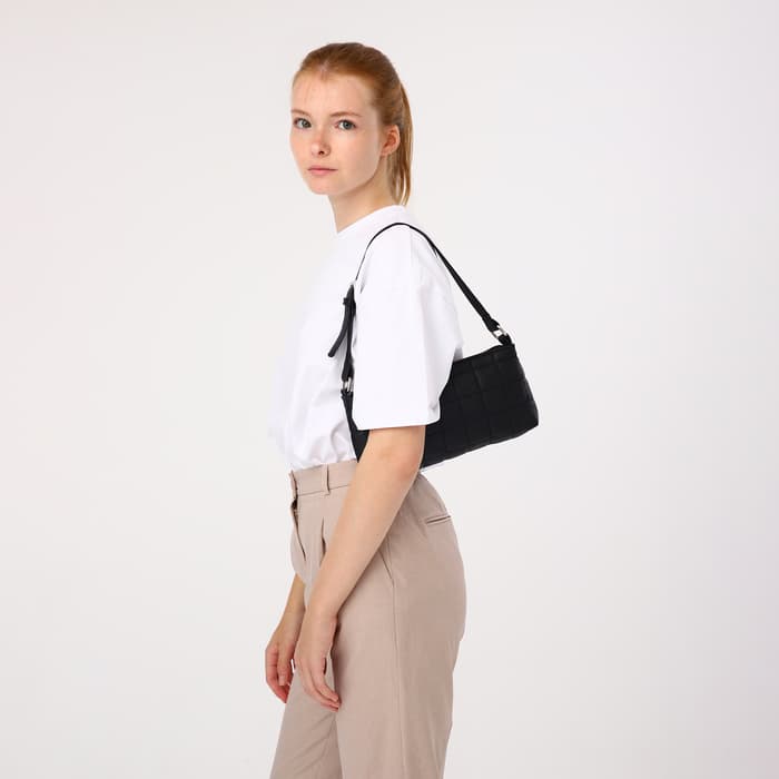 Сумка женская багет на молнии, 27×5×13 см, чёрная