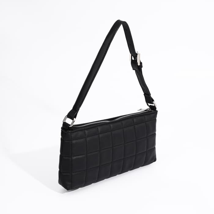 Сумка женская багет на молнии, 27×5×13 см, чёрная