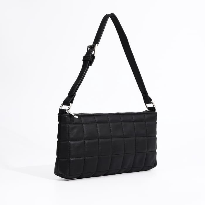 Сумка женская багет на молнии, 27×5×13 см, чёрная