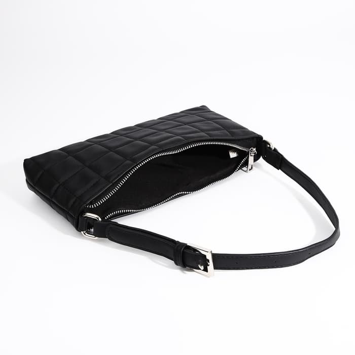 Сумка женская багет на молнии, 27×5×13 см, чёрная