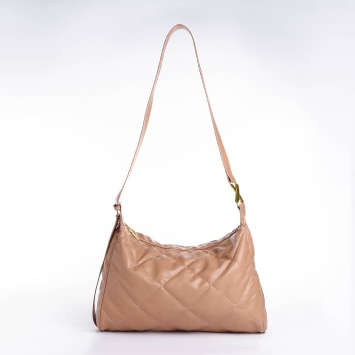 Сумка - мешок женская на молнии, 36×10×23 см, бежевая