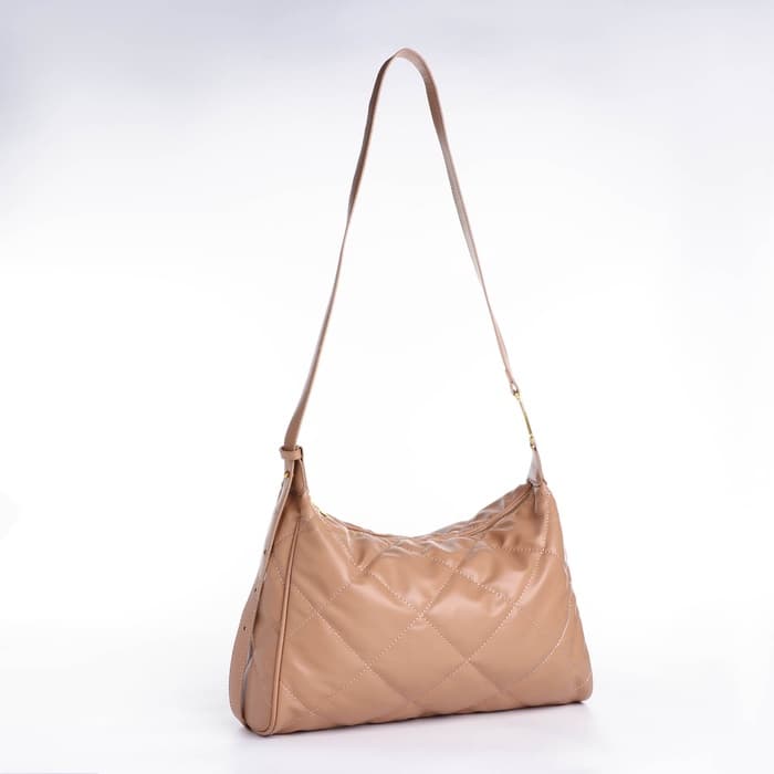 Сумка - мешок женская на молнии, 36×10×23 см, бежевая