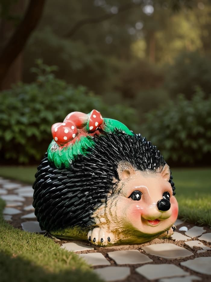 Садовая фигура из гипса «Ёжик с грибочками», 18×28×20 см