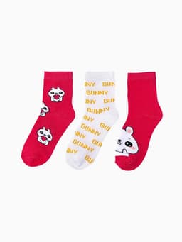 Носки для девочки KAFTAN: Smile, набор 3 пары, белые, розовые, размер 16-18 (4-5 лет)